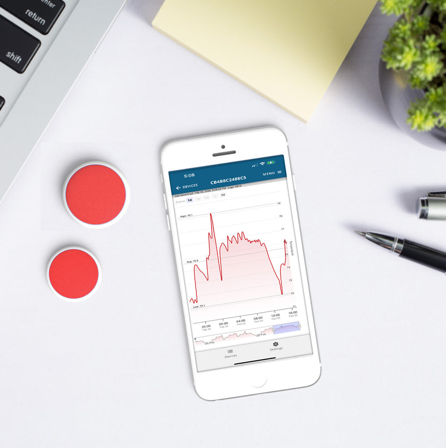 Bluetooth Disc Maxi Logger with Alerts Sensing and Monitoring Temperature