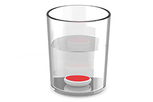 Waterproof wireless temperature sensor in a glass of water